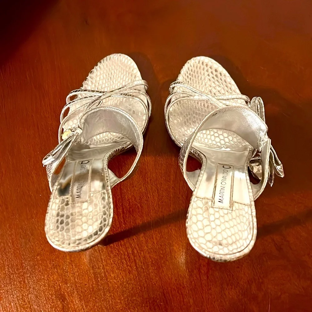 Martini Osvaldo. Silver High Heels Sandals. Size 38 or US 8